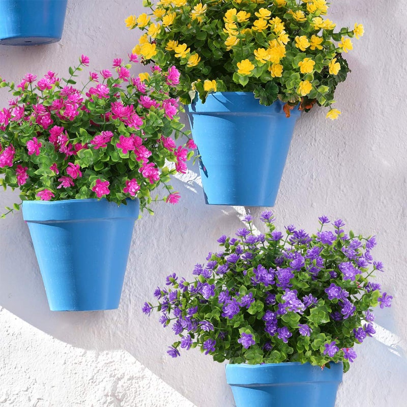 HAPLIA 6 Bundles Artificial Flowers, Fake Artificial Greenery UV Resistant No Fade Faux Plastic Plants for Wedding Bridle Bouquet Indoor Outdoor Home Garden Kitchen Office Table Vase (Purple) - Image 5